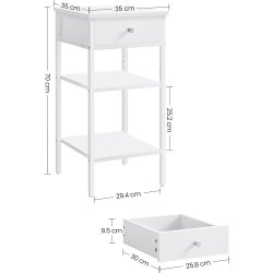 Natbord - sidebord i industrielt design - hvid 35x35x70