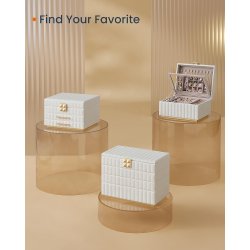 Smykkeskrin med spejl - 2 lags smykkeskrin - hvid