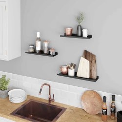 Hylder i metal - 3 v�gh�ngte sv�vende metalhylder - sorte