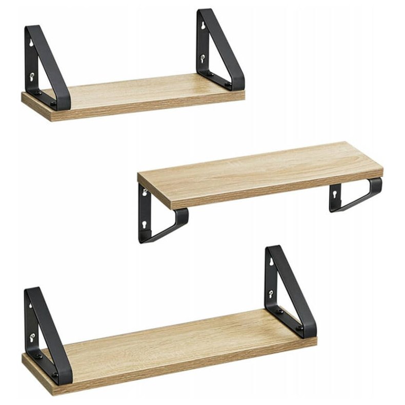 Hylder i tr� - 3 v�gh�ngte sv�vende tr�hylder - brune v�ghylder