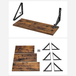 Hylder i tr� - 3 v�gh�ngte sv�vende tr�hylder - brune v�ghylder