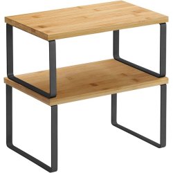 Hylder til bord - st med 2 stabelbare kkkenhylder - bambus