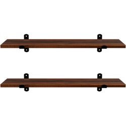 Hylder i tr - 2 vghngte svvende trhylder - brune vghylder