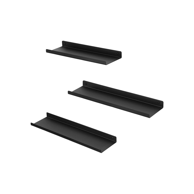 Hylder i metal - 3 vghngte svvende metalhylder - sorte