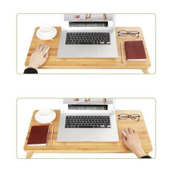 Brebar laptop stand i bambus - justerbar sammenklappelig