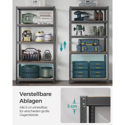 St�lreol med 5 hylder - delbar lagerreol - brun 200 x 100 x 50