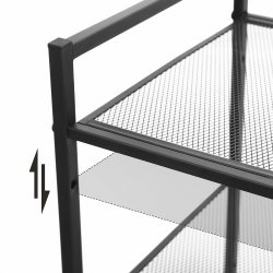 Skoreol med 3 hylder - stabelbart skostativ - sort metal