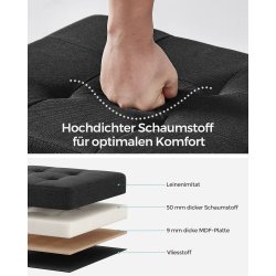 Bnk med kiste - siddebnk med opbevaring 38 x 76 x 40 - sort