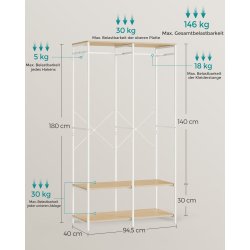 �ben garderobe - �ben t�jstativ - kl�deskab - hvid 40x94,5x180