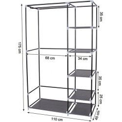 Kldeskab med stofsider - gr garderobeskab og tjskab - 175 cm