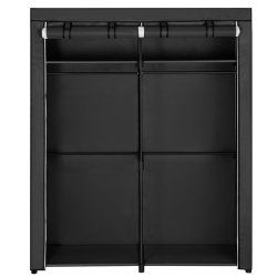 Kl�deskab med stofsider - sort garderobeskab og t�jskab - 174 cm