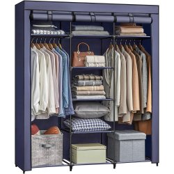 Kldeskab med stofsider - bl garderobeskab og tjskab - 175 cm