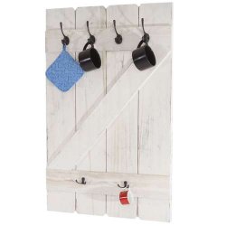 V�gh�ngt garderobe - hvid knager�kke med 6 knager 91x60cm - entrem�bel