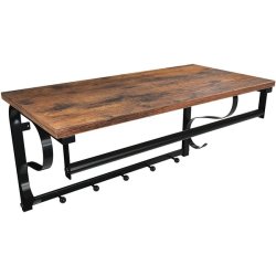 Knagerkke med hattehylde og bjlestang 60x30 cm - rustik brun