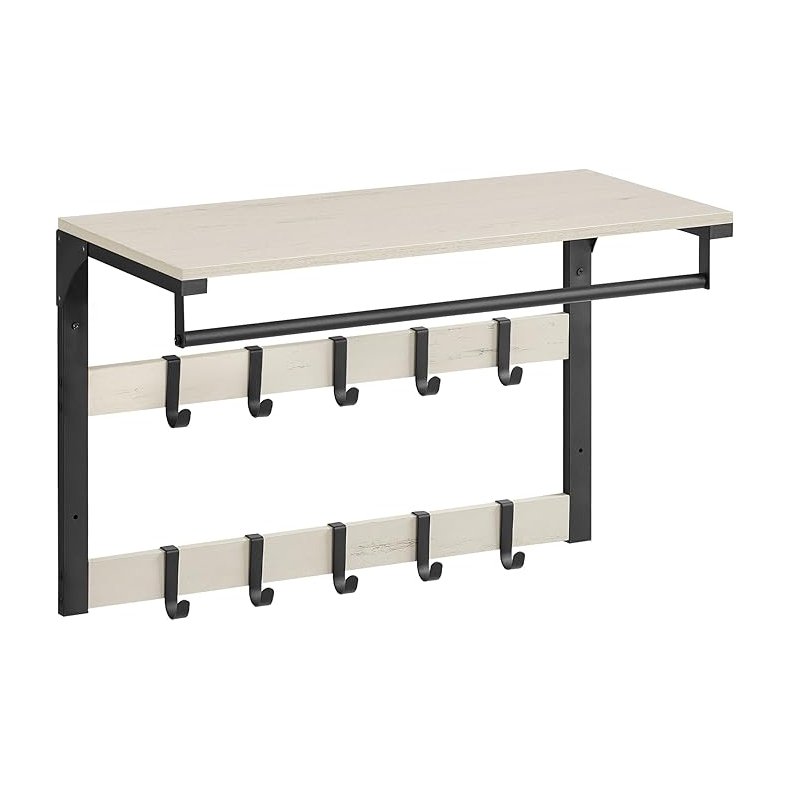 Knagerkke med bjlestang og hattehylde 65x30 cm - hvid