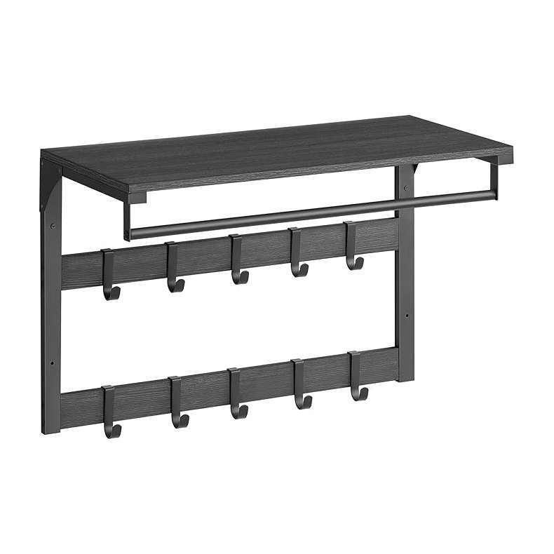Knagerkke med bjlestang og hattehylde 65x30 cm - sort