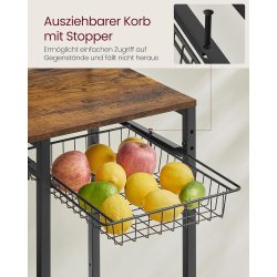 K�kkenreol med indbygget str�m - k�kken modul - rustik brun