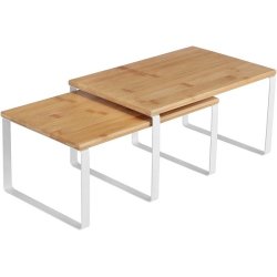 Hylder til bord - st med 2 stabelbare kkkenhylder - bambus