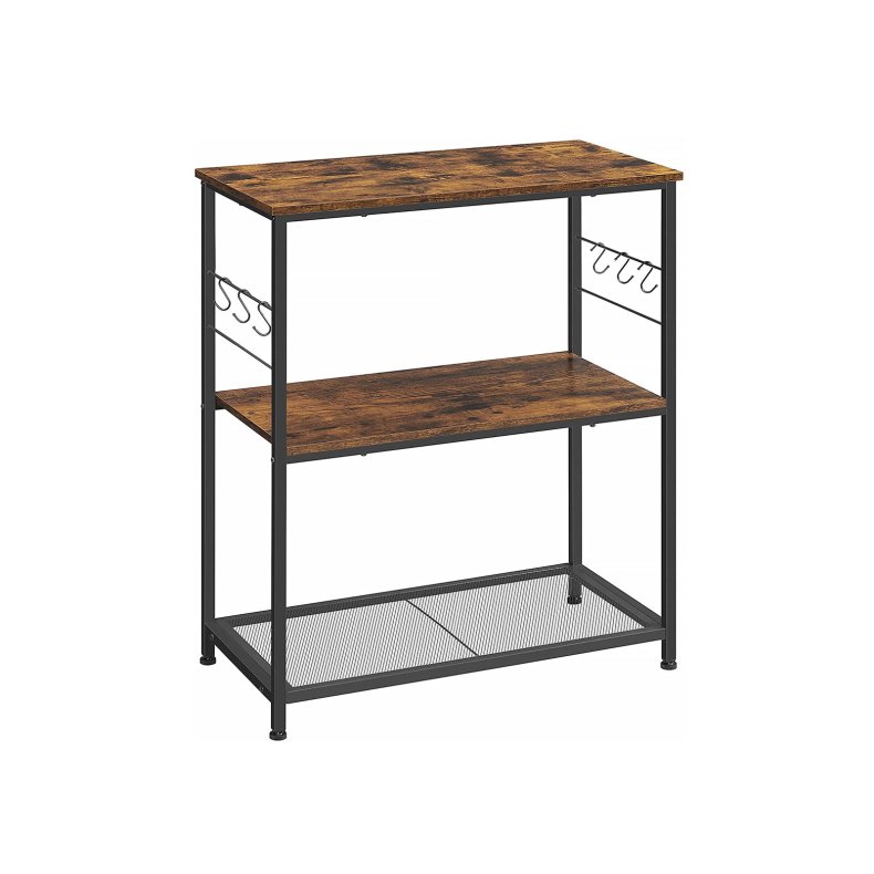 Køkkenø i industrielt design med 3 hylder - rustik brun 80x40x90