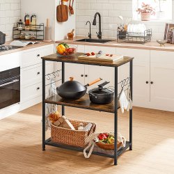 K�kken� i industrielt design med 3 hylder - rustik brun 80x40x90
