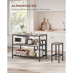 K�kken� i industrielt design med hylder - gr� beige 120x60x90