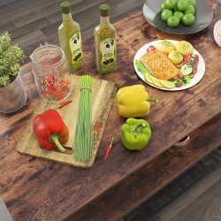 Kkken i industrielt design med hylder - rustik brun 120x60x90