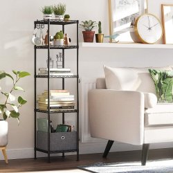 Badevrelsesreol i sort stel med 5 hylder - 30x30x123,5 cm