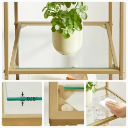 Badevrelsesreol med hrdet glas og gyldent stel 40x30x124,5