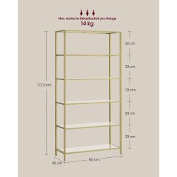 Badev�relsesreol med h�rdet glas og gyldent stel 80x30x177,3