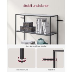 Badevrelsesreol med hrdet gr glas og sort stel 80x30x177,3