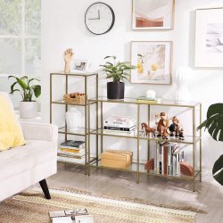 Badevrelsesreol med hrdet glas og gyldent stel 40x30x95