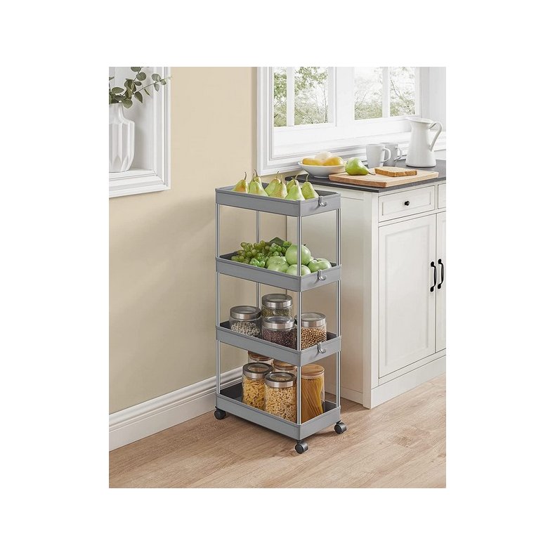 Rullevogn - gr opbevaringsvogn med 4 hylder 40 x 22 x 86