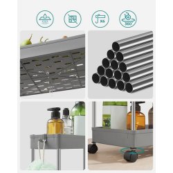 Rullevogn - gr opbevaringsvogn med 4 hylder 40 x 22 x 86