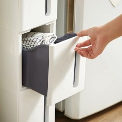 Opbevaringsvogn - smal hvid rullevogn med 4 skuffer 45x17x84