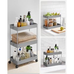 Rullevogn - gr opbevaringsvogn med 3 hylder 40 x 22 x 60