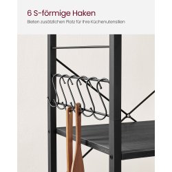 Rullebord med 3 hylder - kkkenvogn - sort 60x40x89