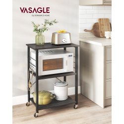 Rullebord med 3 hylder - kkkenvogn - sort 60x40x89