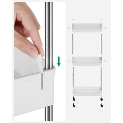 Rullevogn - hvid opbevaringsvogn med 3 hylder 40 x 22 x 60