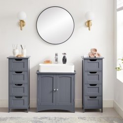 Kommode med 4 skuffer - gr� badev�relsesskab 82 x 30 x 30 cm