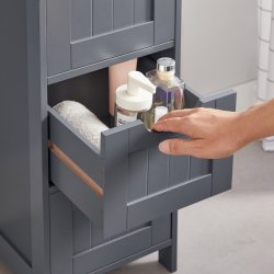 Kommode med 4 skuffer - gr� badev�relsesskab 82 x 30 x 30 cm