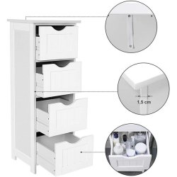 Kommode med 4 skuffer - hvid badevrelsesskab 82 x 30 x 30 cm