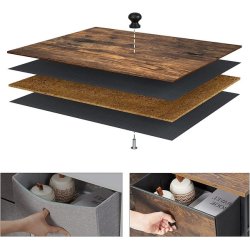 Kommode med 6 stofskuffer i industrielt design - rustik brun