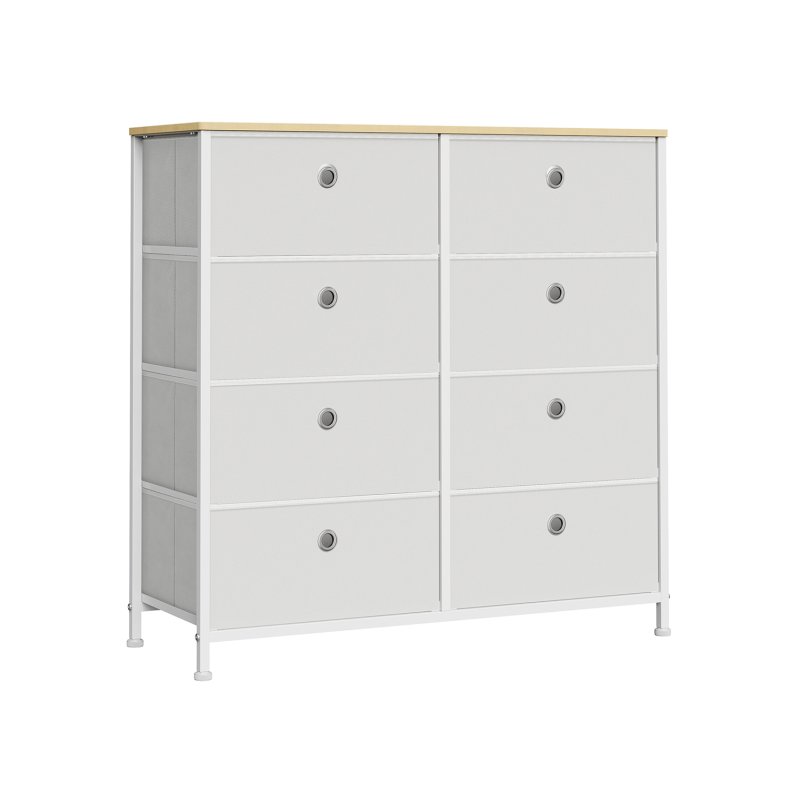 Kommode med 8 skuffer - hvid og brun - 80 x 30 x 81,5