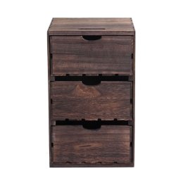 Kommode - brunt sengebord i antik look med 3 skuffer - 53 x 32 x 26 cm
