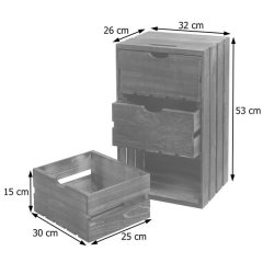 Kommode - brunt sengebord i antik look med 3 skuffer - 53 x 32 x 26 cm