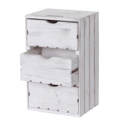 Kommode - hvidt sengebord i antik look med 3 skuffer - 53 x 32 x 26 cm