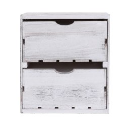 Kommode - hvidt sengebord i antik look med 2 skuffer - 36 x 32 x 26 cm