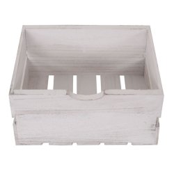 Kommode - hvidt sengebord i antik look med 2 skuffer - 36 x 32 x 26 cm