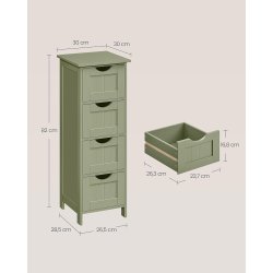 Kommode med 4 skuffer - gr�n badev�relsesskab 82 x 30 x 30 cm