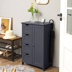 Kommode med skab og 4 skuffer - gr� 81 x 55 x 30 cm